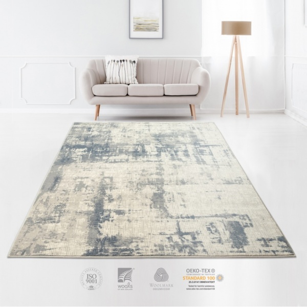 Vintage Rug Modern Beige Abstract Design l Wool Rug 200x300 cm Beige